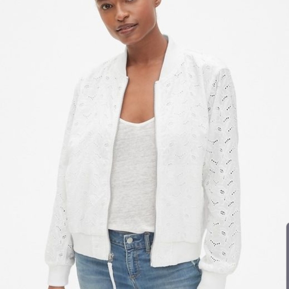 GAP Sweaters - Gap cotton lined body eyelet zip front jacket